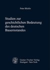 Buchcover Studien zur geschichtlichen Bedeutung des deutschen Bauernstandes