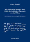 Buchcover Das Problem des Anfangs in der Kritik der Politischen Ökonomie von Karl Marx
