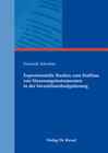 Buchcover Experimentelle Studien zum Einfluss von Steuerungsinstrumenten in der Investitionsbudgetierung