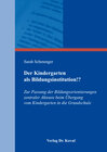 Buchcover Der Kindergarten als Bildungsinstitution!?