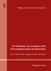 Buchcover Zur Bindung von Anaphern und Personalpronomina im Deutschen