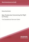 Buchcover New Tendencies Concerning the Right to Privacy