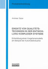 Buchcover EINSATZ VON QUALITÄTSTECHNIKEN IN DER ENTWICKLUNG KOMPLEXER SYSTEME