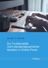 Buchcover Zur Funktionalität nicht-standardsprachlicher Variation in Online-Foren