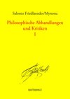 Buchcover Philosophische Abhandlungen und Kritiken 1