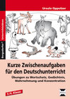 Buchcover Kurze Zwischenaufgaben für den Deutschunterricht