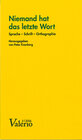Buchcover Niemand hat das letzte Wort