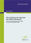 Buchcover Zur Funktion der Sprache bei Walter Benjamin