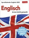 Buchcover Englisch Sprachkalender 2023. In nur 10 Minuten täglich Grundkenntnisse verbessern mit dem Tischkalender zum Aufstellen.