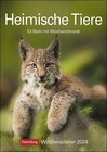 Buchcover Heimische Tiere Wochenplaner 2024. Jede Woche schöne Tierfotos in einem praktischen Kalender zum Eintragen. Ein Terminka