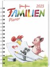 Buchcover Helme Heine Familienplaner Buch A5 2023. Familienkalender mit 5 Spalten. Liebevoll illustrierter Buch-Kalender mit Einst