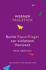 Buchcover Bunte Papierflieger vor violettem Horizont