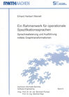 Buchcover Ein Rahmenwerk für operationale Spezifikationssprachen