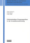 Buchcover Fehlerbehaftete Eingangsgrößen in der Investitionsrechnung