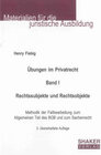 Buchcover Übungen im Privatrecht. Band I. Rechtssubjekte und Rechtsobjekte