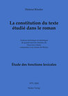Buchcover La constitution du texte étudié dans le roman