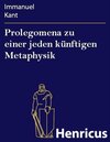 Buchcover Prolegomena zu einer jeden künftigen Metaphysik