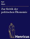 Buchcover Zur Kritik der politischen Ökonomie