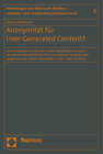 Buchcover Anonymität für User-Generated Content?