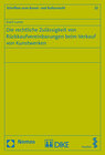 Buchcover Die rechtliche Zulässigkeit von Rückkaufvereinbarungen beim Verkauf von Kunstwerken