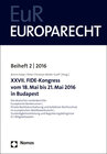 Buchcover XXVII. FIDE-Kongress vom 18. Mai bis 21. Mai 2016 in Budapest