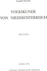 Buchcover Volkskunde von Niederösterreich