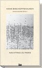 Buchcover Werkausgabe Hans Bischoffshausen / Nachtrag zu Paris
