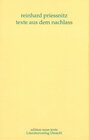 Buchcover Werkausgabe / Texte aus dem Nachlass