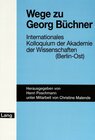 Buchcover Wege zu Georg Büchner