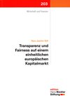 Buchcover Transparenz und Fairness auf einem einheitlichen europäischen Kapitalmarkt
