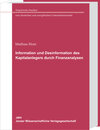 Buchcover Information und Desinformation des Kapitalanlegers durch Finanzanalysen