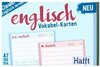 Buchcover Vokabel-Karten Englisch 100 Stück A7, Standard einzeln