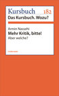 Buchcover Mehr Kritik, bitte!