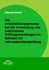 Buchcover Der Urteilsbildungsprozess bei der Anwendung von analytischen Prüfungshandlungen im Rahmen der Jahresabschlussprüfung