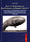 Buchcover Zum 175. Geburtstag von Graf Ferdinand von Zeppelin 1838-1917