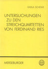 Buchcover Untersuchungen zu den Streichquartetten von Ferdinand Ries