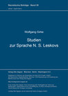 Buchcover Studien zur Sprache N. S. Leskovs