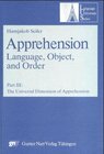 Buchcover Apprehension. Das sprachliche Erfassen von Gegenständen / Language, Object and Order