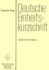 Buchcover Deutsche Einheitskurzschrift / Verkehrsschrift