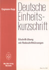 Buchcover Deutsche Einheitskurzschrift / Eilschrift