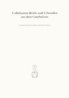 Buchcover Unbekannte Briefe und Urkunden aus dem Goethekreis
