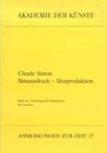 Buchcover Claude Simon. Sinnausdruck - Sinnproduktion Sens exprimé - sens produits