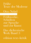 Buchcover Frühwerke, Schriften zur Sprache und zur Kunst