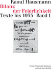 Buchcover Bilanz der Feierlichkeit. Texte bis 1933