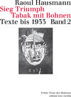 Buchcover Sieg Triumph Tabak mit Bohnen. Texte bis 1933