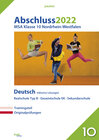 Buchcover Abschluss 2022 - Mittlerer Schulabschluss Nordrhein-Westfalen Deutsch Realschule