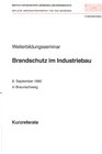 Buchcover Weiterbildungsseminar Brandschutz im Industriebau