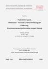 Buchcover Hydratationsgrad, Ultraschall-Technik zur Beschreibung der Erhärtung, bruchmechanisches Verhalten jungen Betons
