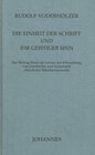 Buchcover Die Einheit der Schrift und ihr geistiger Sinn