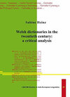 Buchcover Welsh Dictionaries in the twentieth century: a critical analysis